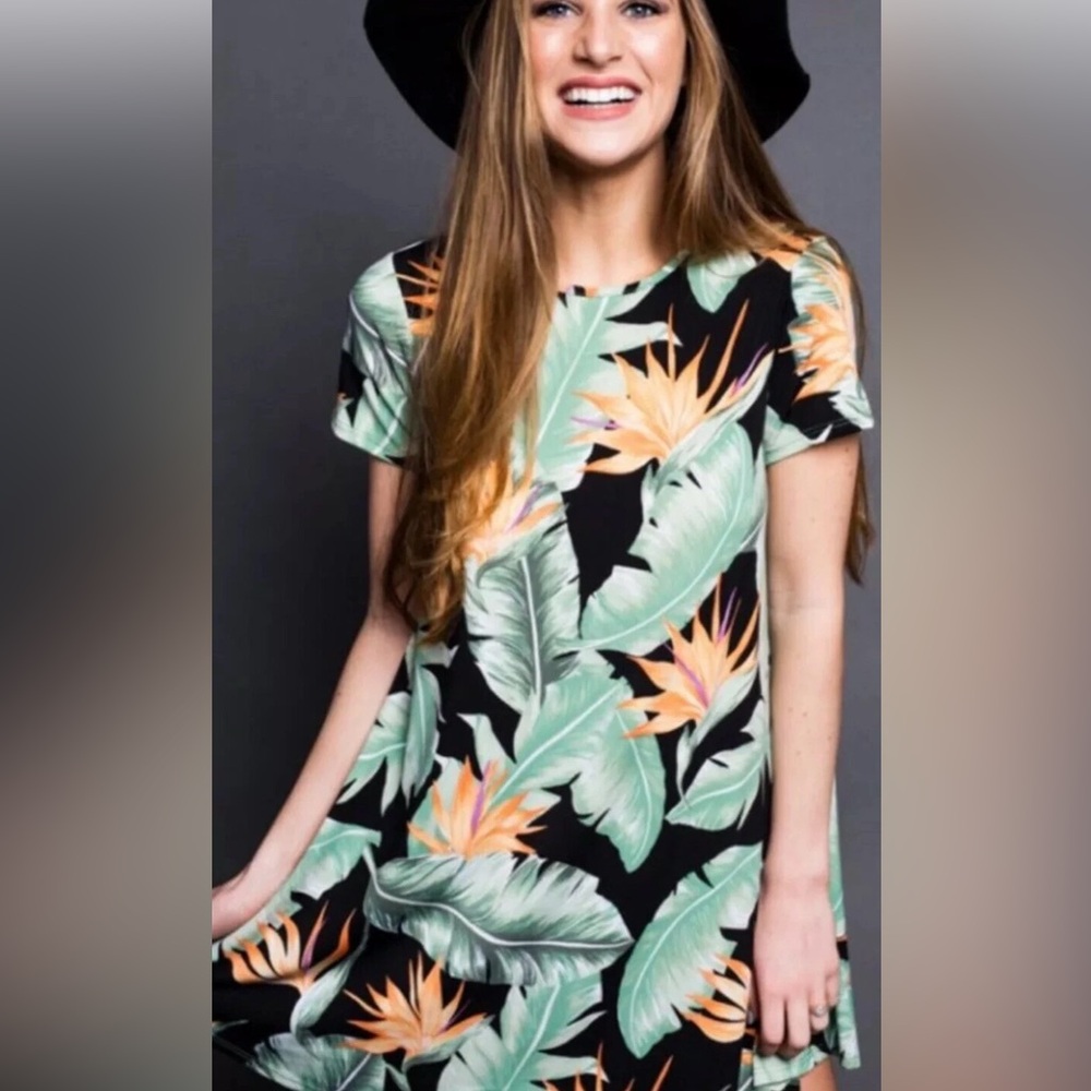 Show Me Your Mumu Small  Birds Of Paradise‎ Mini Shirt Dress Resortwear Boho